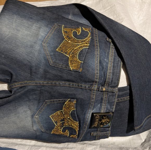 DEREON embelished blue jeans bellcut - Picture 10 of 11